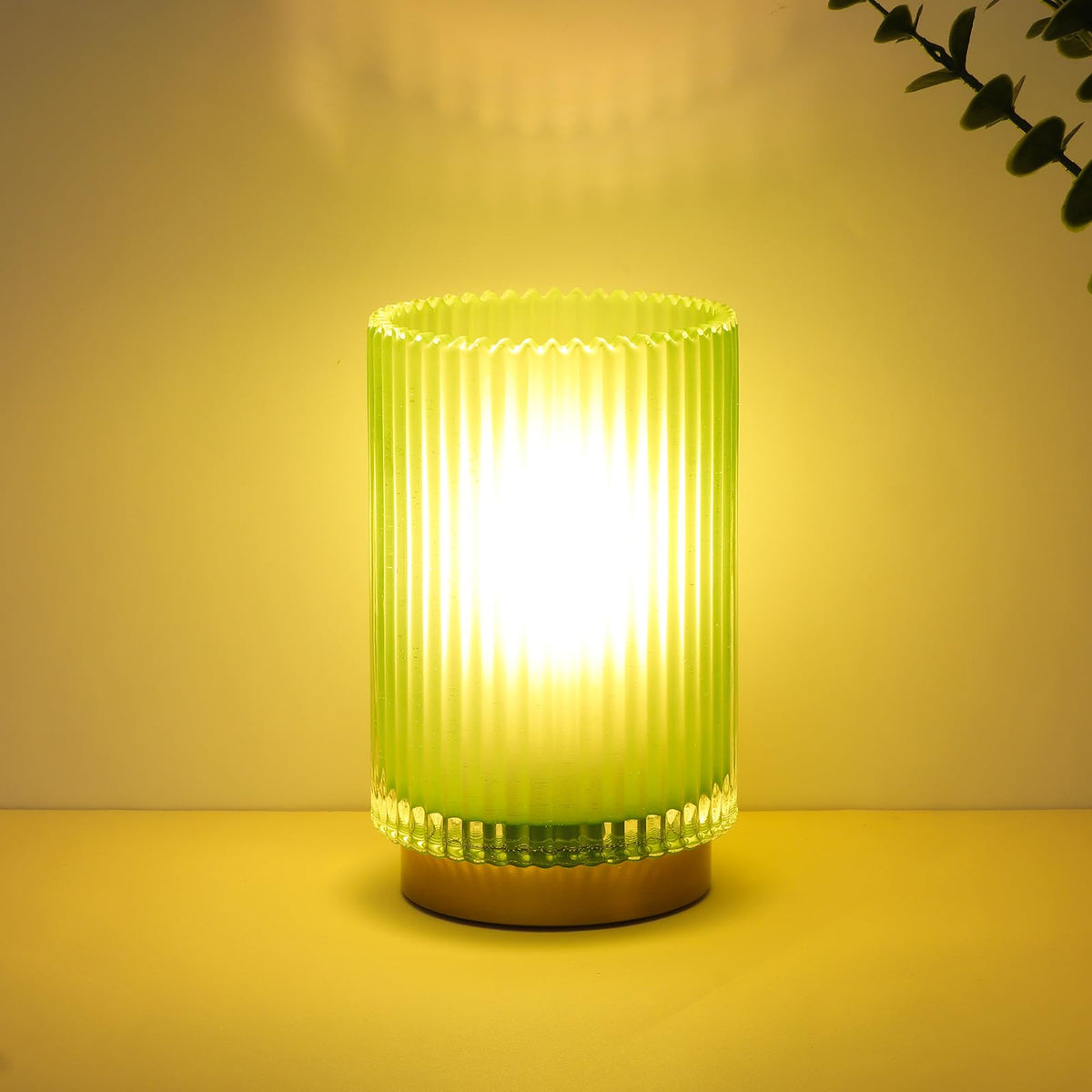 Battery Operated Lamp, Glass Cordless Table Lamp with Timer