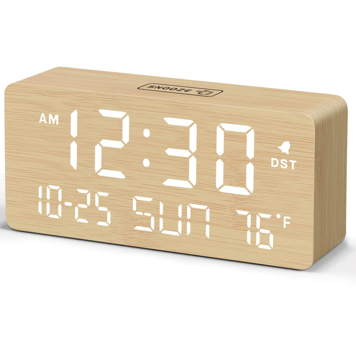 DreamSky Wooden Digital Alarm Clocks for Bedrooms with Date & Day of Week