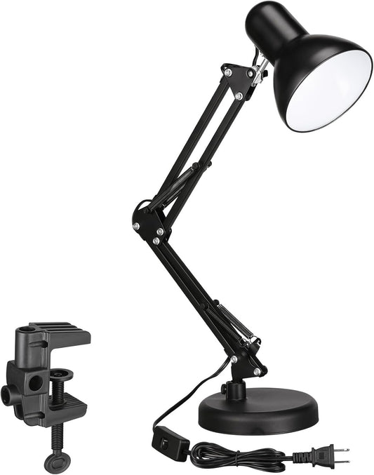TORCHSTAR Metal Desk Lamp, Adjustable Swing Arm, E26, Black