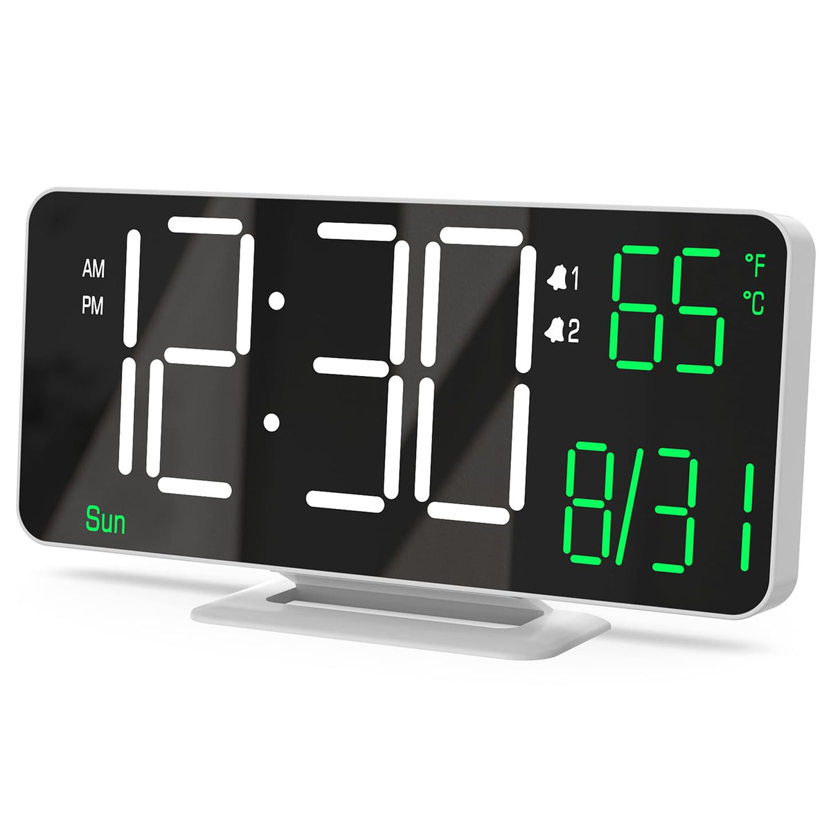 KOSUMOSU Digital Alarm Clock, 6.7in Digital Clock for Bedroom, Auto Dimming, Room Temperature, Day of The Week, Seconds, Date, Desk Clocks for Living Room, Alarm Clocks for Bedrooms