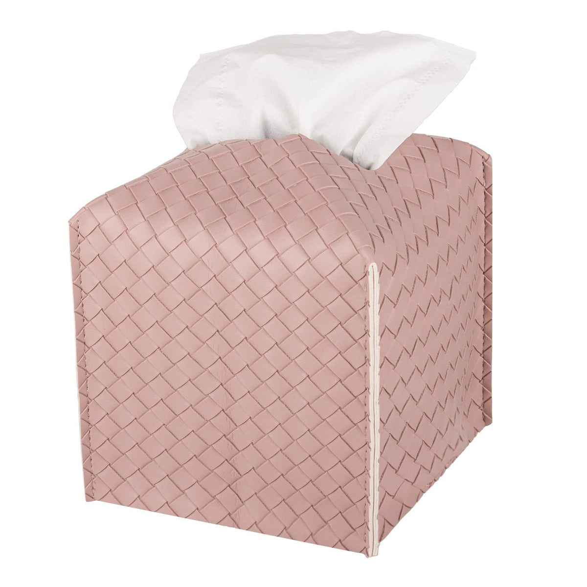 Tissue Box Cover PU Leather Tissue Holder Square Facial Tissue Case Facial Paper Organizer Dispenser for Bathroom, Vanity Countertop, Tabletop, Car, Rectangle, Griege