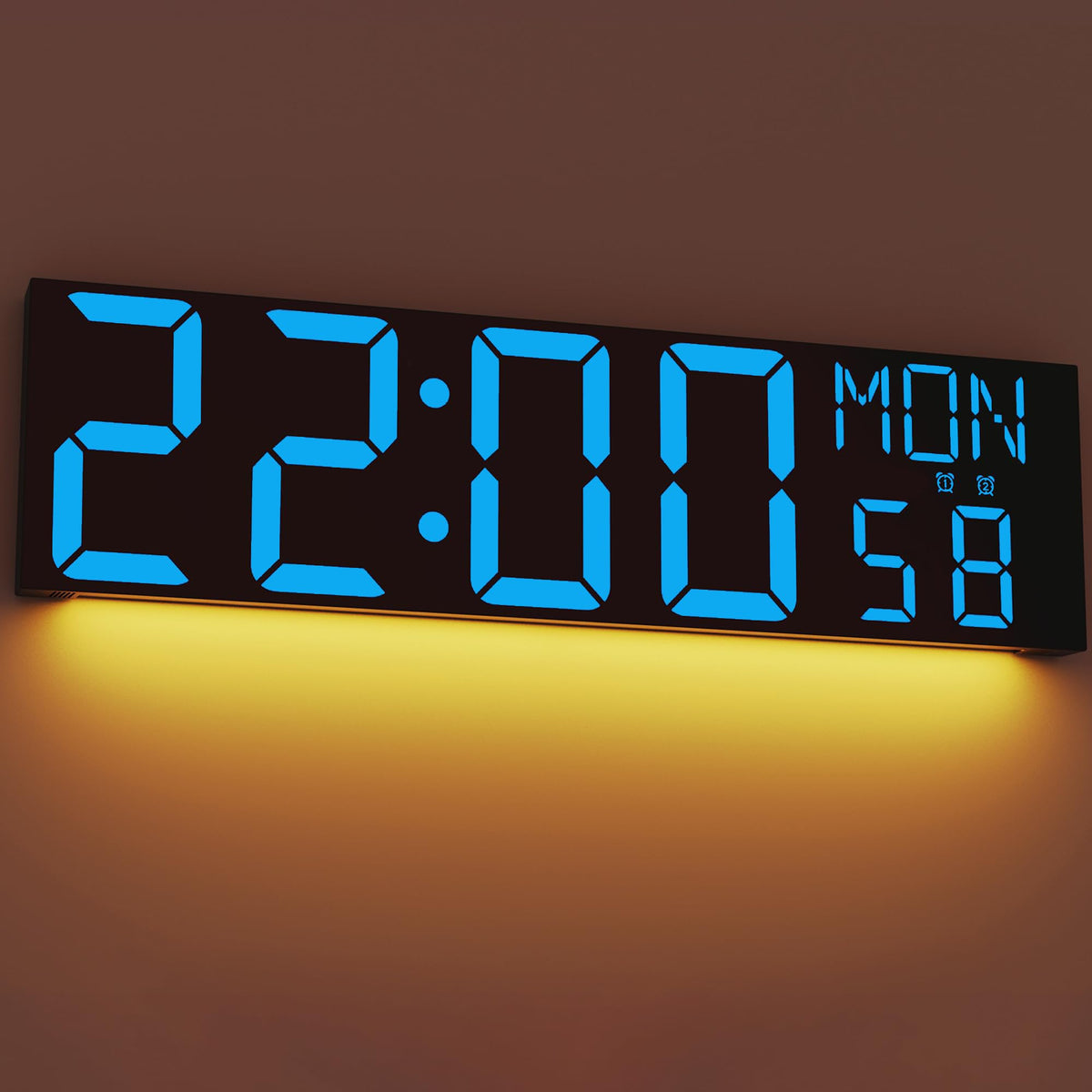 JALL 16.2" Large Digital Wall Clock with Bluetooth Sync for Classroom, RGB Digital Clock Large Display with Auto DST, Wall Clock for Bedroom Gym Office, Led Clock for Seniors (Black)