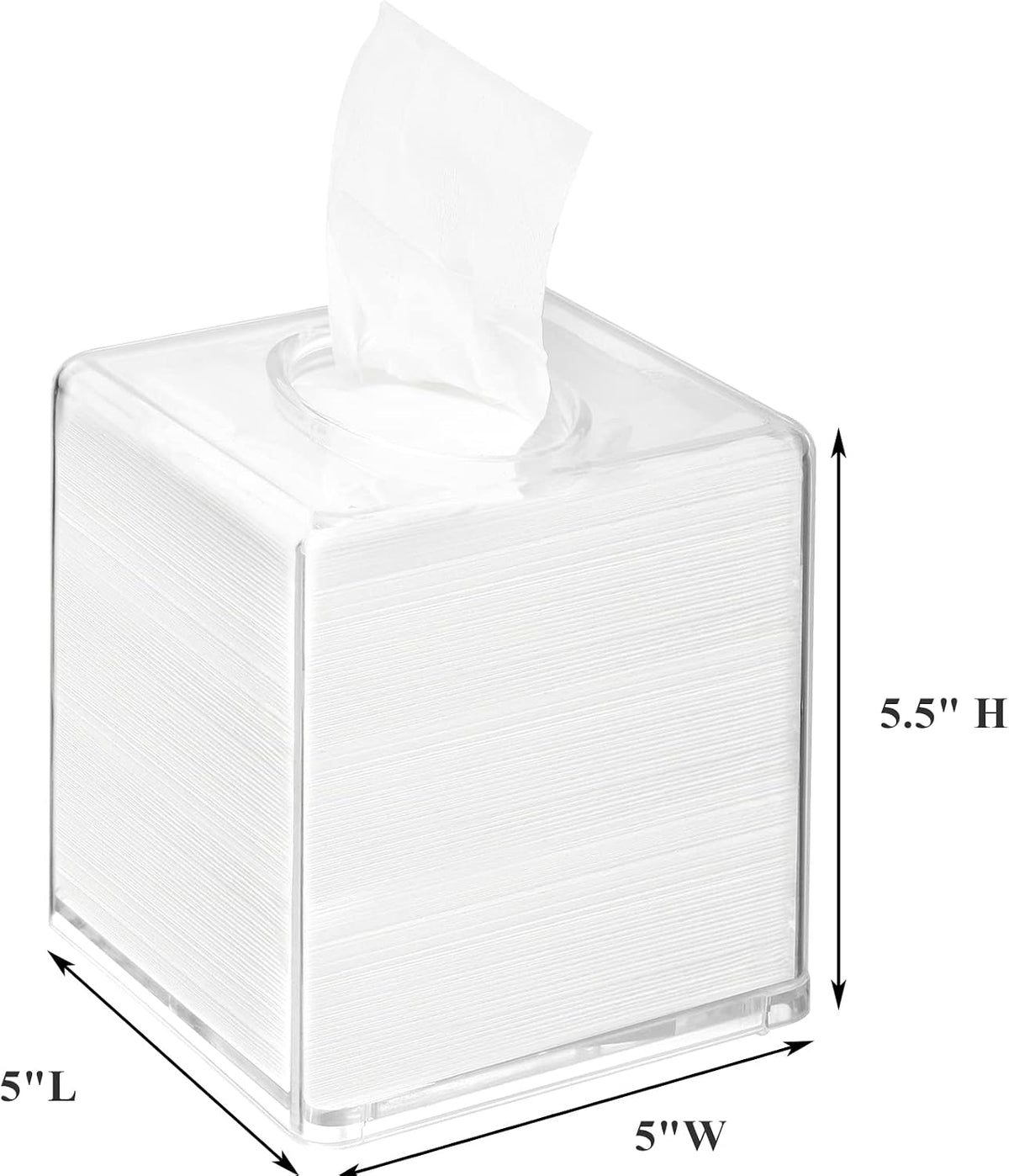Yopay 2 Pack Square Tissue Dispenser Box, Clear Facial Acrylic Tissue Box Holder, Cover Napkin Organizer for Dryer Sheets, Bathroom, Desks, Countertop, Vanity, Bedroom Dressers, Kitchen Office Room