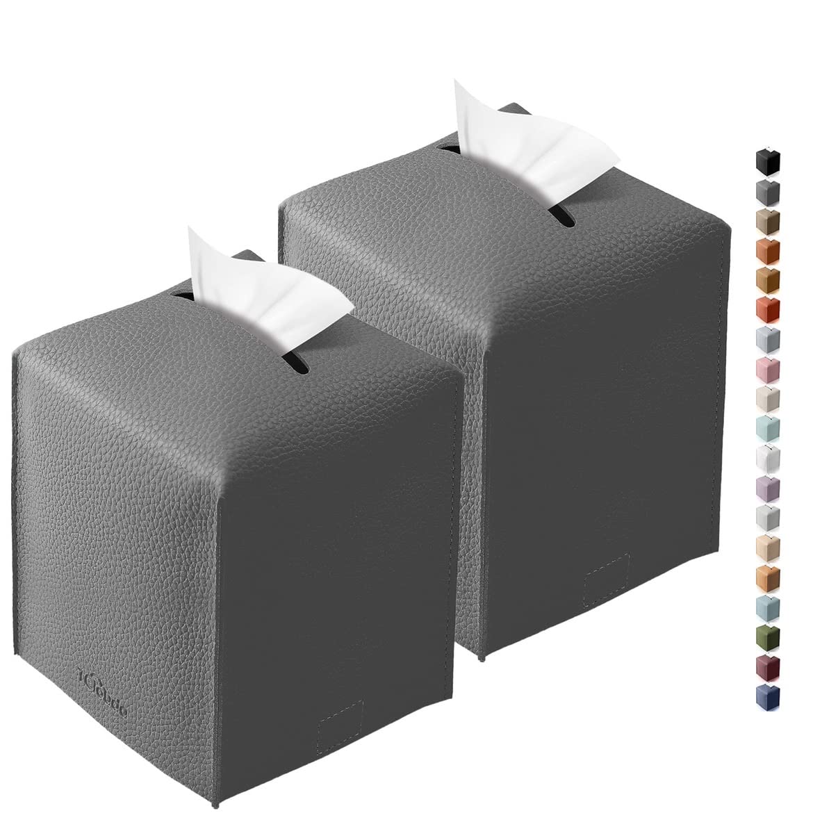 Tissue Box Cover, Tclouda, Modern PU Leather Square Tissue Box Holder for Creative Decorative, 2 Pack, Ideal for Bathrooms/Office/Car/Nightstand/Outdoor Tent/Dining Table, 5"X5"X5", Double Black