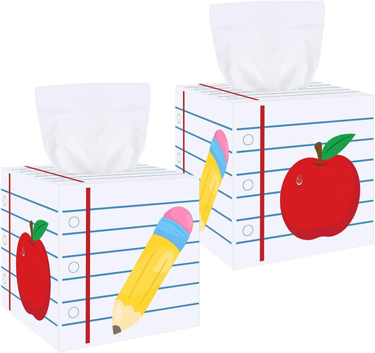 2 Pack Wooden Classroom Back to School Gift Tissues Boxes