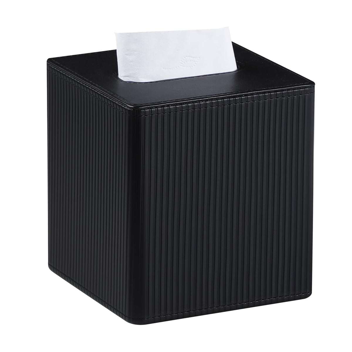 PU Leather Square Tissue Box Cover Tissue Box Holder Cube (Beige)