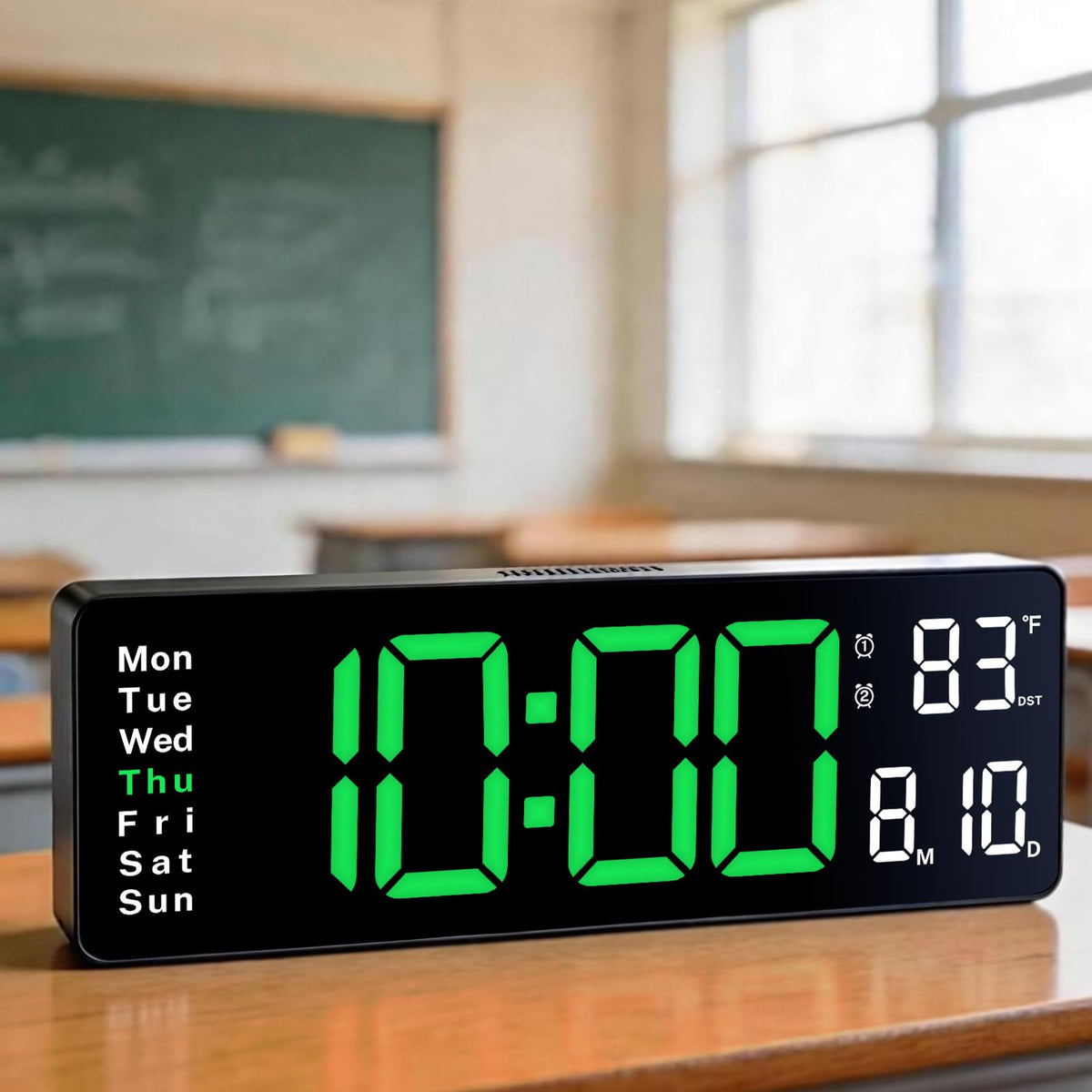 Digital Clock Large Display, 16" Large Digital Wall Clock for Classroom, Led Big Wall Clocks with Remote Control,Date,Week,Alarm,Temp,Night Light for Bedroom,Living Room,Gym,Office