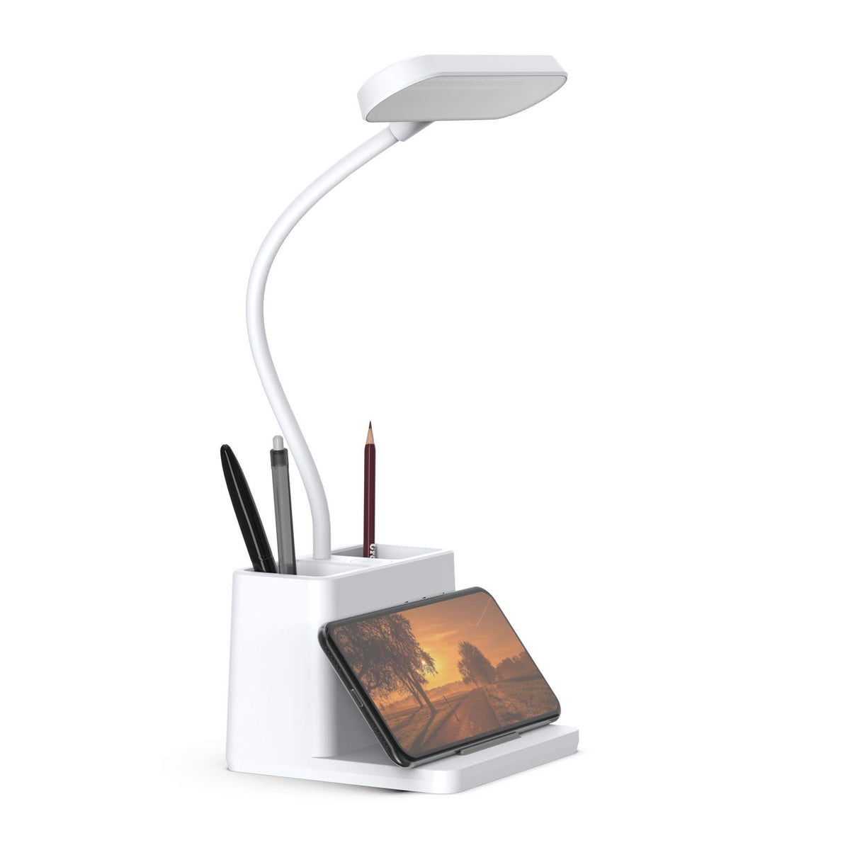 AXX Black LED Desk Lamp, Battery Operated Small Table Light for Dorm Room