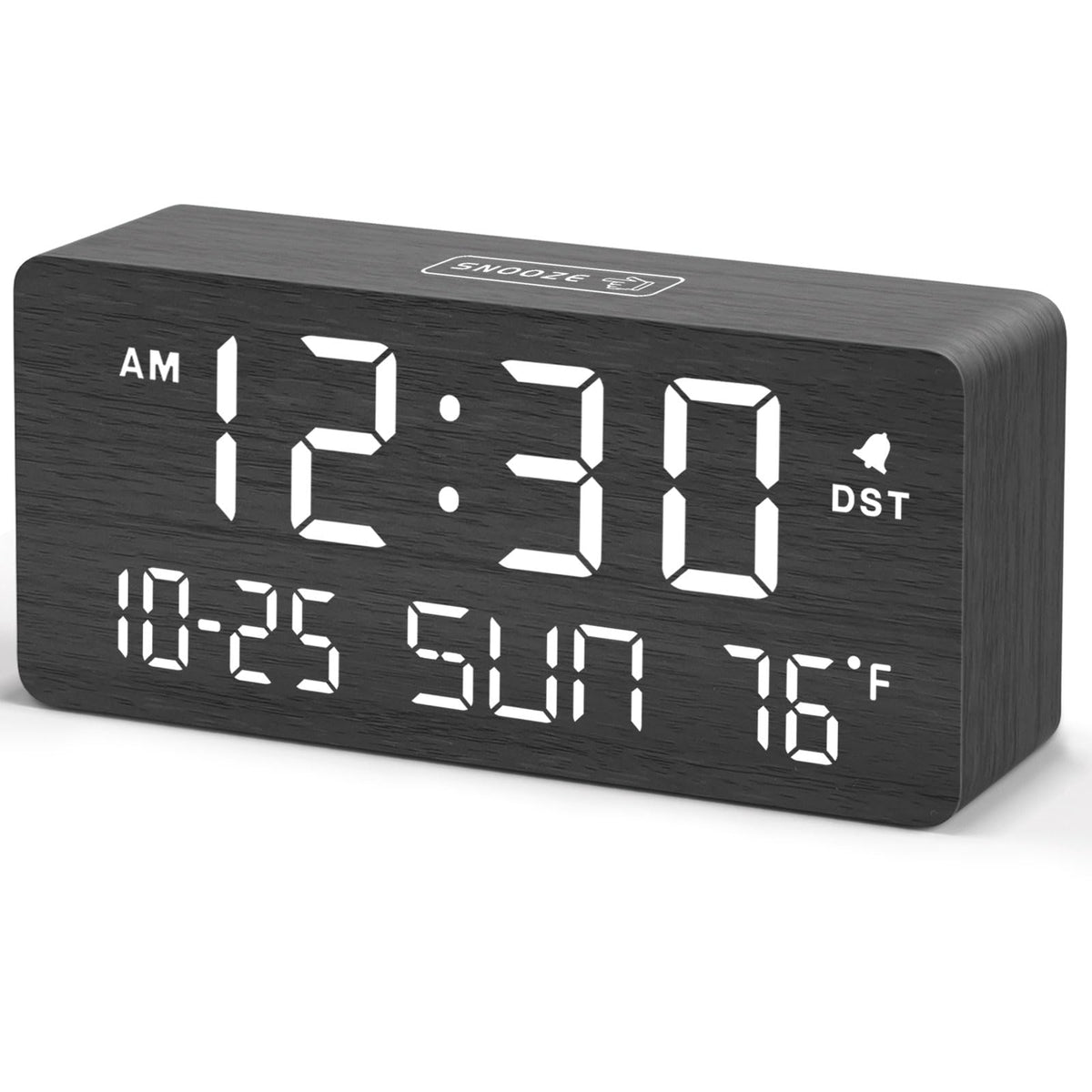 DreamSky Wooden Digital Alarm Clocks for Bedrooms with Date & Day of Week