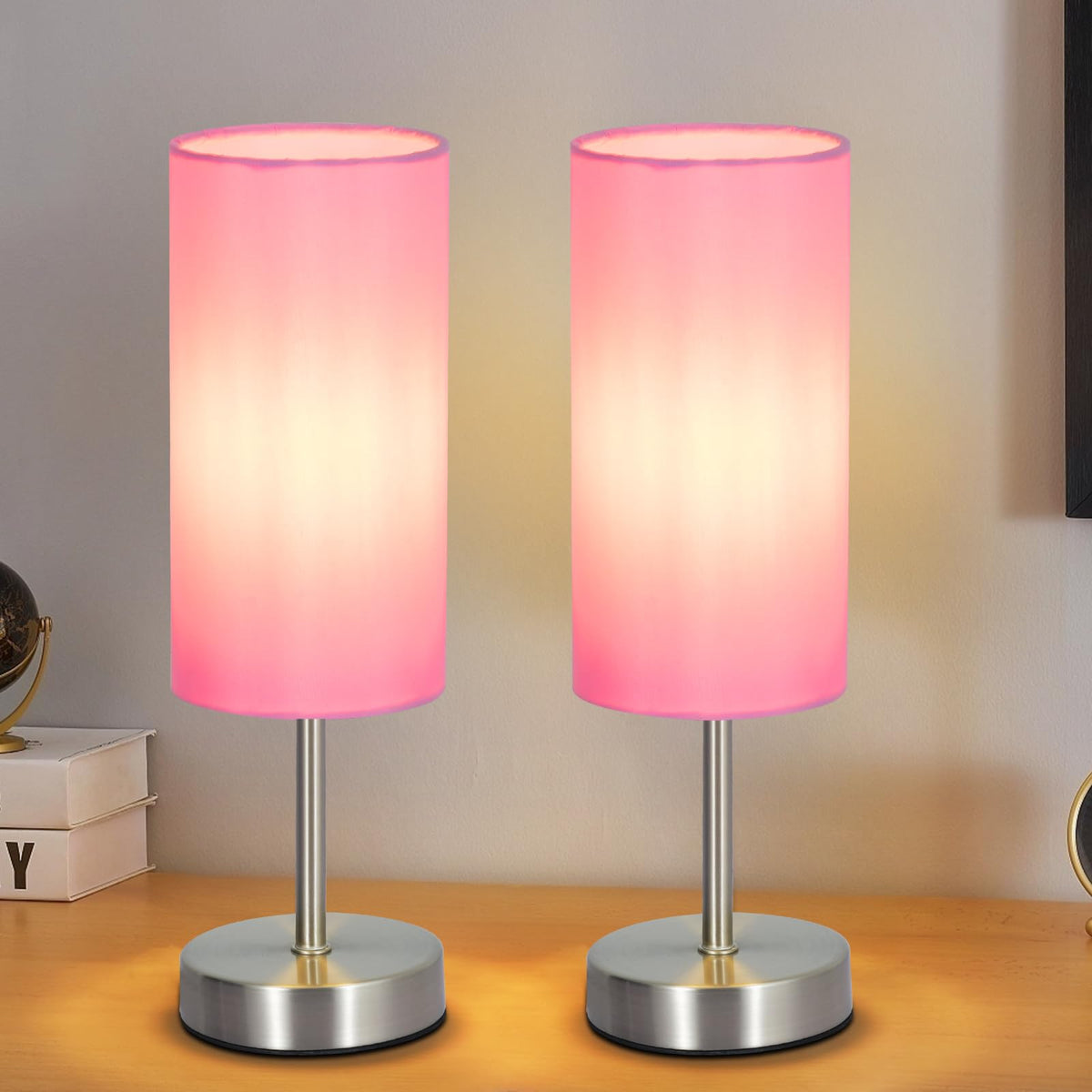 RISLG Small Table Lamp, Bedside Table Lamp for Bedroom, Lamp for Nightstand with Linen Fabric Shade, Minimalist Modern Desk Lamp for Living Room Office Dorm Kids Room