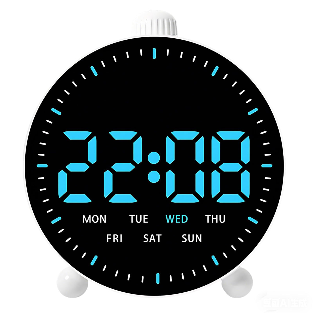 Maxspace 4.5inch Digital Alarm Clock with LED Display, Plug in or Battery Operated Silent No-Ticking Table Clock, Small Bedside Clock for Office/Mantle/Desktop (White - Blue Light)
