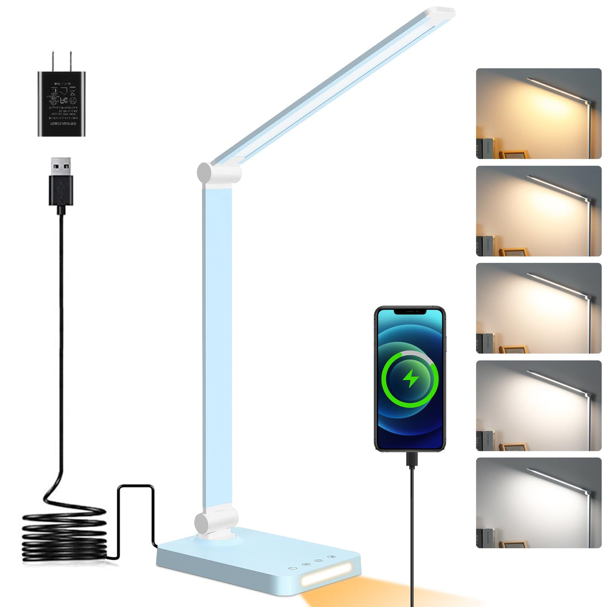 LED Desk Lamp with USB Ports,Touch Desk Lamps for Home Office with 5 Modes