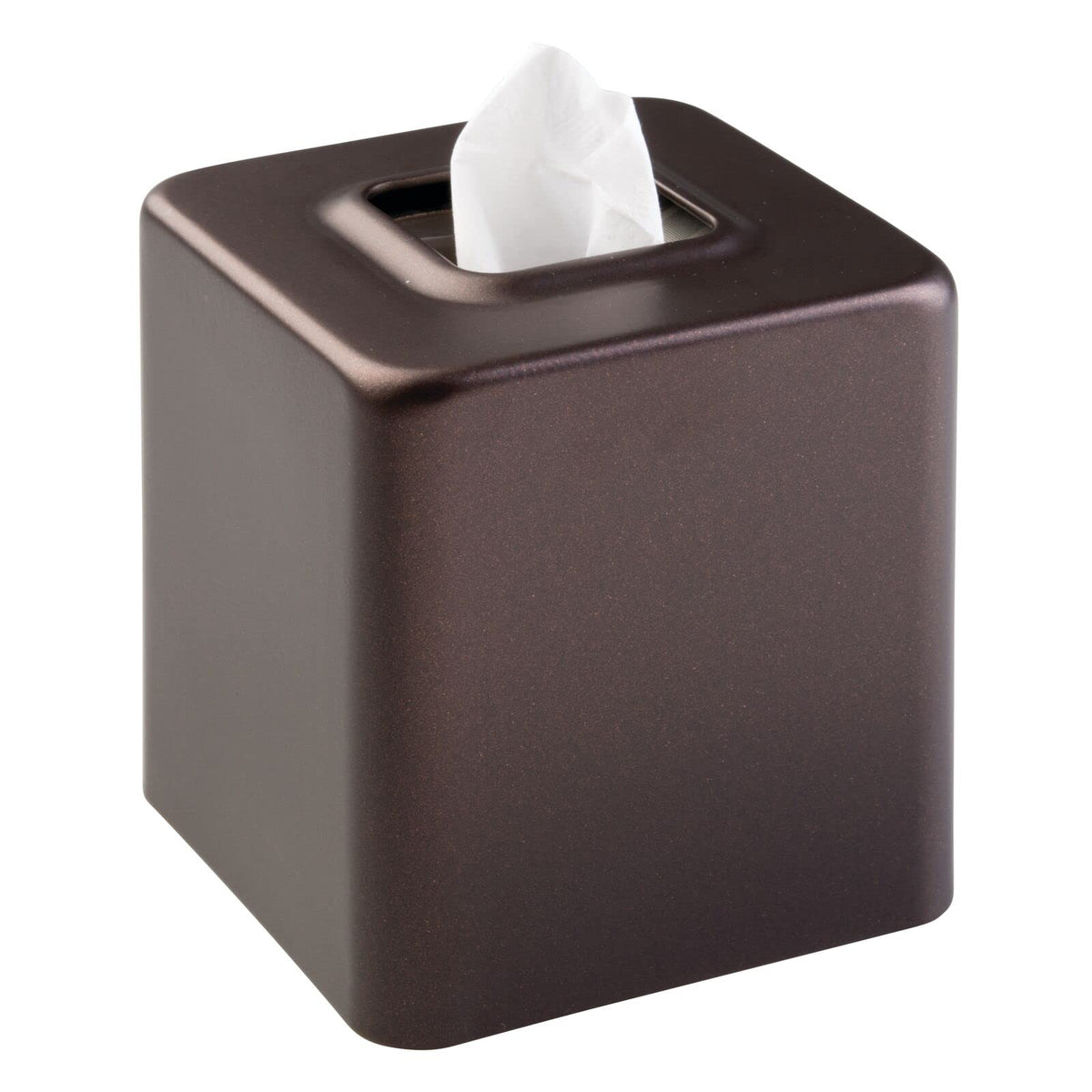 mDesign Tissue Box — Decorative Tissue Box Holder for Bedrooms, Bathrooms and More — Square Tissue Box Cover for Facial and Cosmetic Tissues — Black