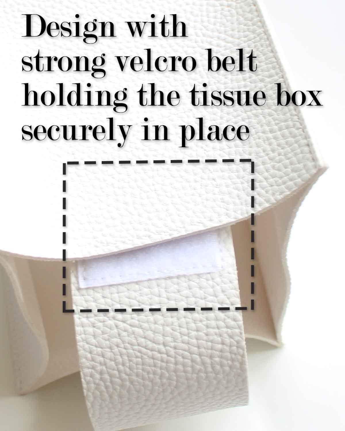 Extra Large Tissue Box Cover Rectangular – Plus Size Tissue Box Holder with Bottom Belt [JESMINI, White] Decorative Faux Leather Long Rectangle Tissue Holder for Bathroom/Home/Car/Office Decor