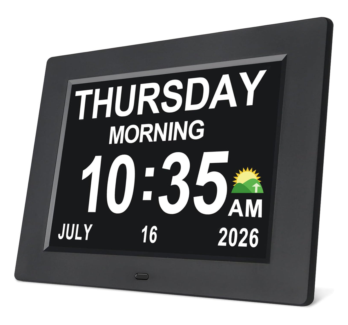 SSINI Digital Calendar Dementia Alarm Clock with Day and Date for Elderly - 15 Alarms 5 Colors Display Large Display Alzheimers Clock Large Digital Clock for Seniors (7in Black)