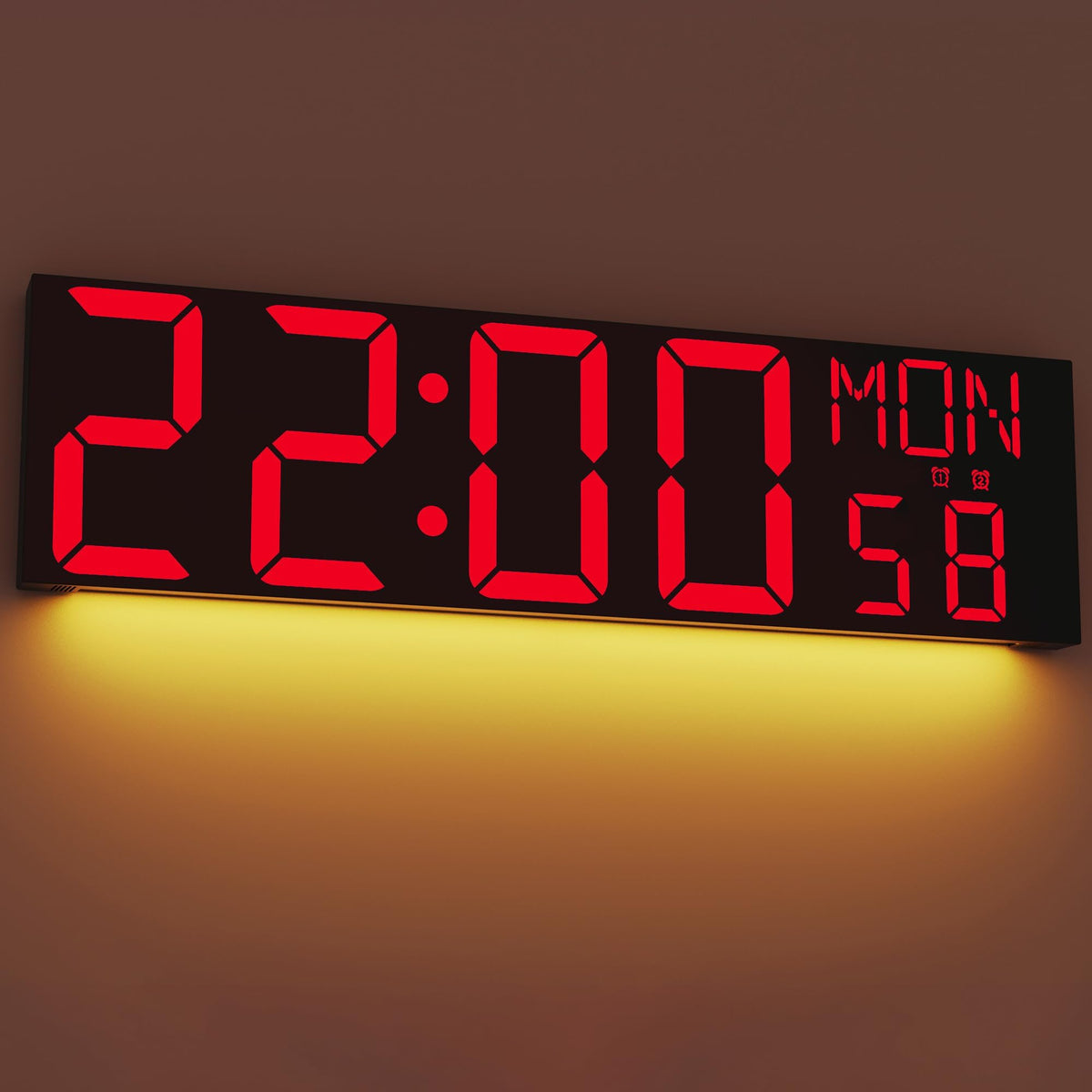 JALL 16.2" Large Digital Wall Clock with Bluetooth Sync for Classroom, RGB Digital Clock Large Display with Auto DST, Wall Clock for Bedroom Gym Office, Led Clock for Seniors (Black)