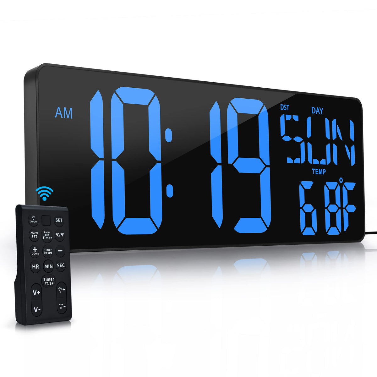 17.2"Large Digital Wall Clock Large Display with Remote Control 180°Visible
