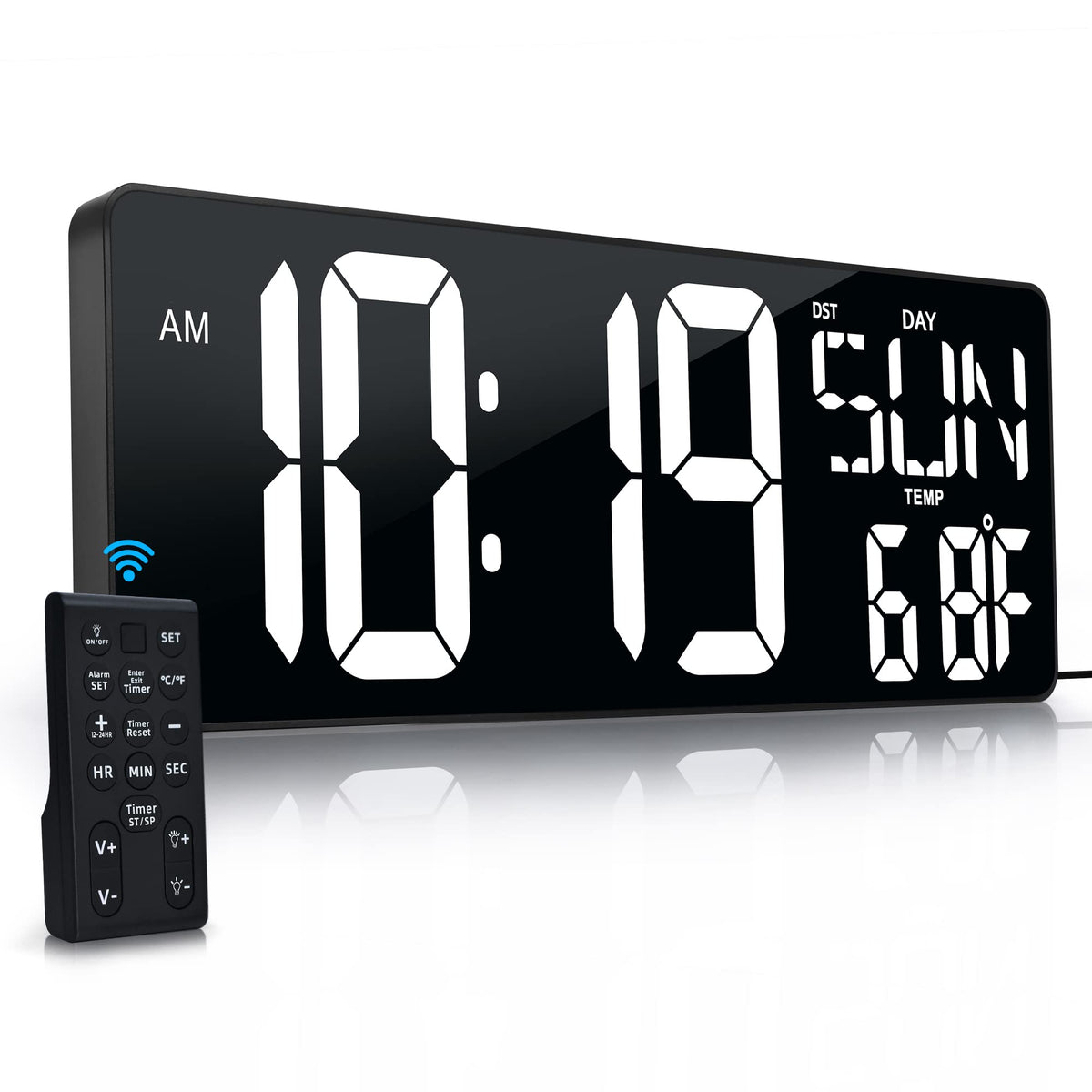 17.2"Large Digital Wall Clock Large Display with Remote Control 180°Visible