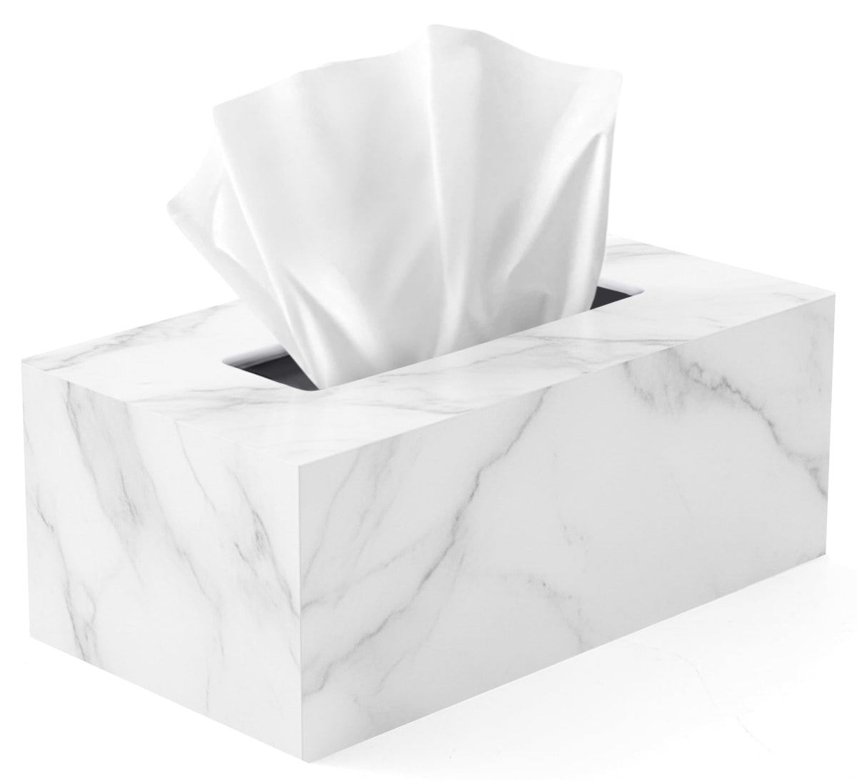 Tissue Box Cover Holder Square Marble Tissue Box Holder Bathroom Vanity Nightstand Bedroom Livingroom Decorative Decor Toilet Organizer Tissues (Marble, Square)
