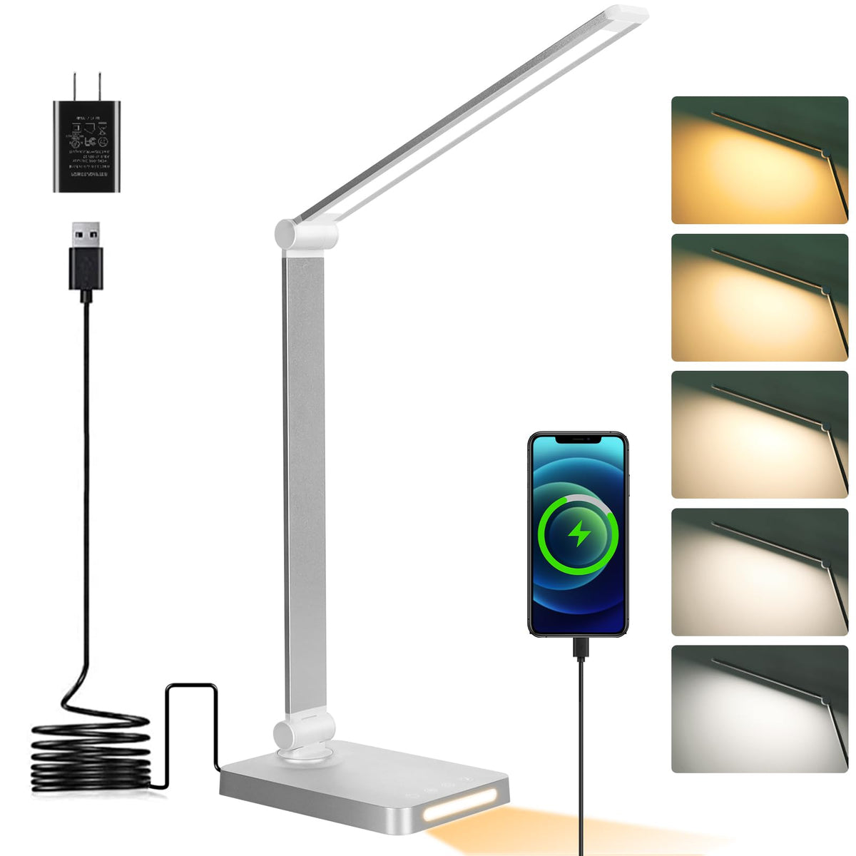 LED Desk Lamp with USB Ports,Touch Desk Lamps for Home Office with 5 Modes