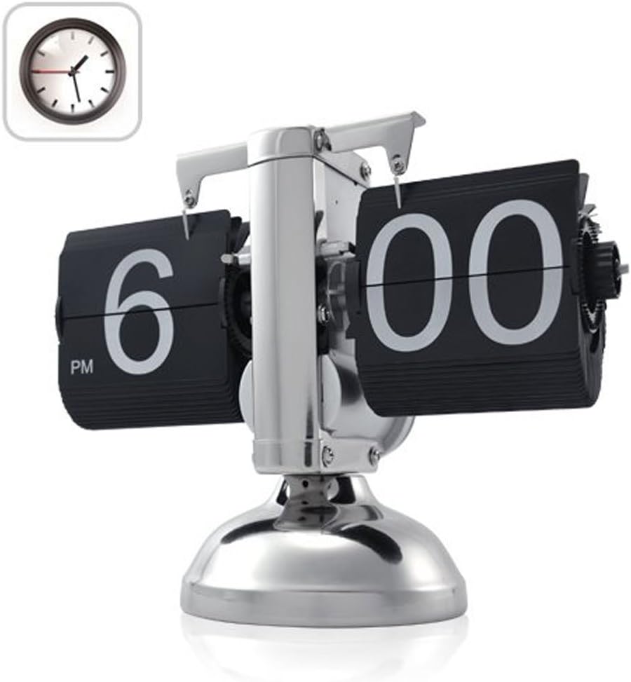 WoneNice Desk Clock, Retro Digital Flip Down Clock, Black