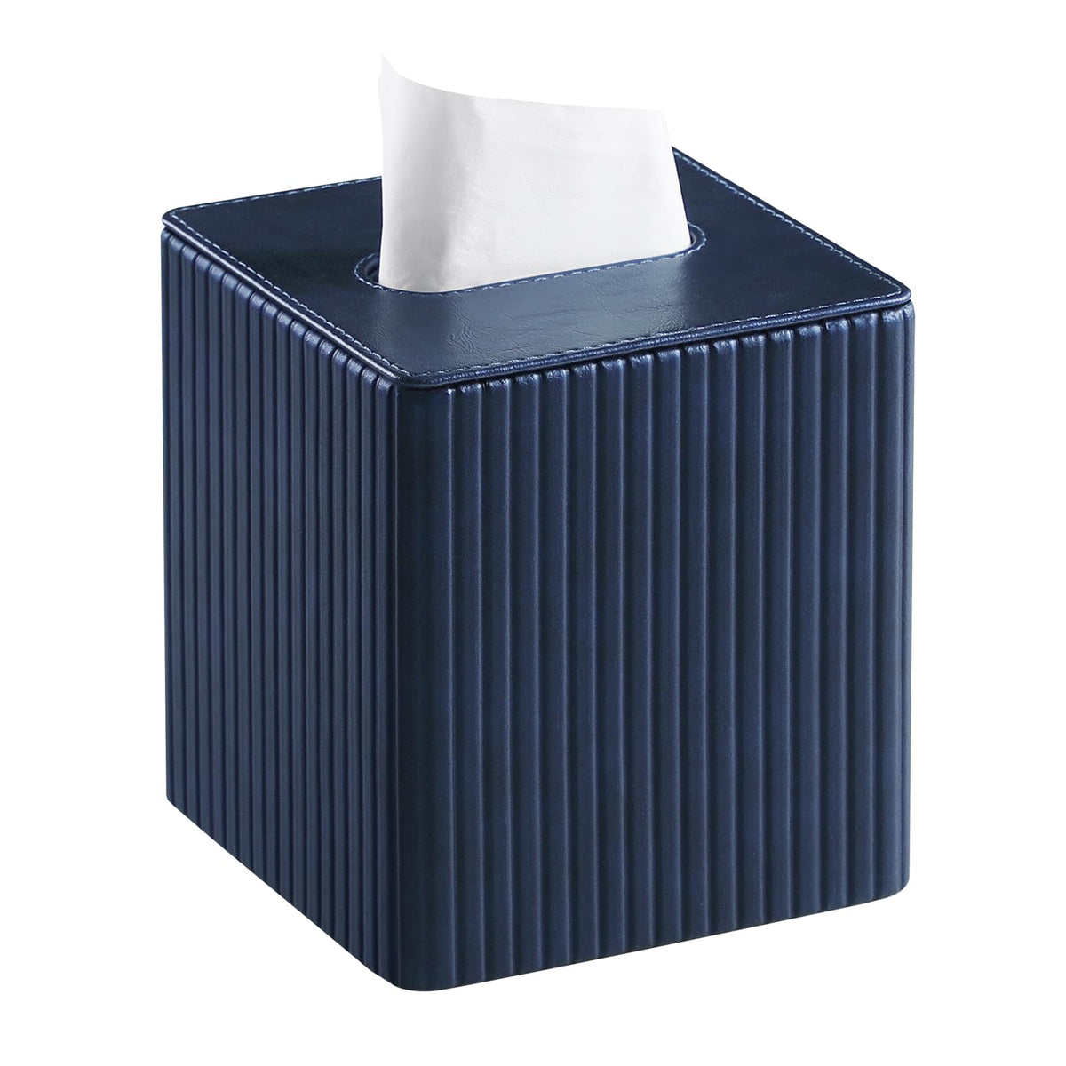 PU Leather Tissue Box Cover, Square Tissue Holder (Olive Green)