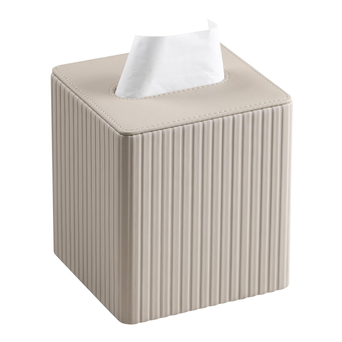 PU Leather Tissue Box Cover, Square Tissue Holder (Olive Green)