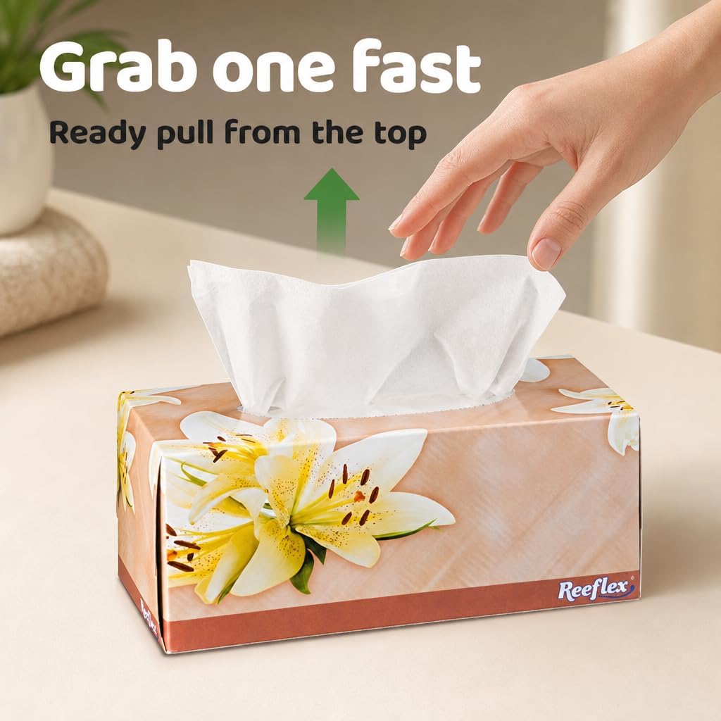 Reeflex Facial Tissues, 2-Ply Soft Facial Tissue - 4 Boxes,
