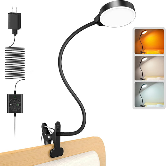 Glocusent 5W Clip on Light, 3 Colors & 5 Brightness Reading Light for Bed