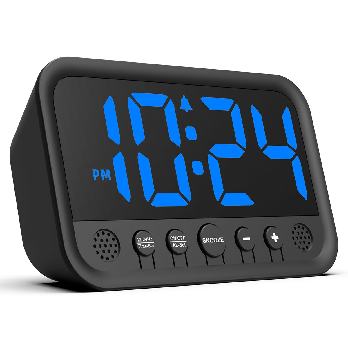 Small LED Digital Clock for Bedroom, Loud Alarm Clock for Heavy Sleepers Adults, Teens | Plug-In Electric Desk Clock | Simple Bedside Nightstand Clock with Adjustable Volume/Brightness/Snooze – Green