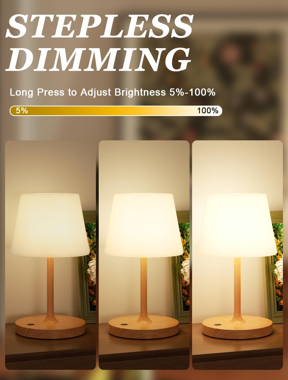 Shower Lamp IP54 Waterproof, Cordless Rechargeable Table Lamp, Outdoor Use