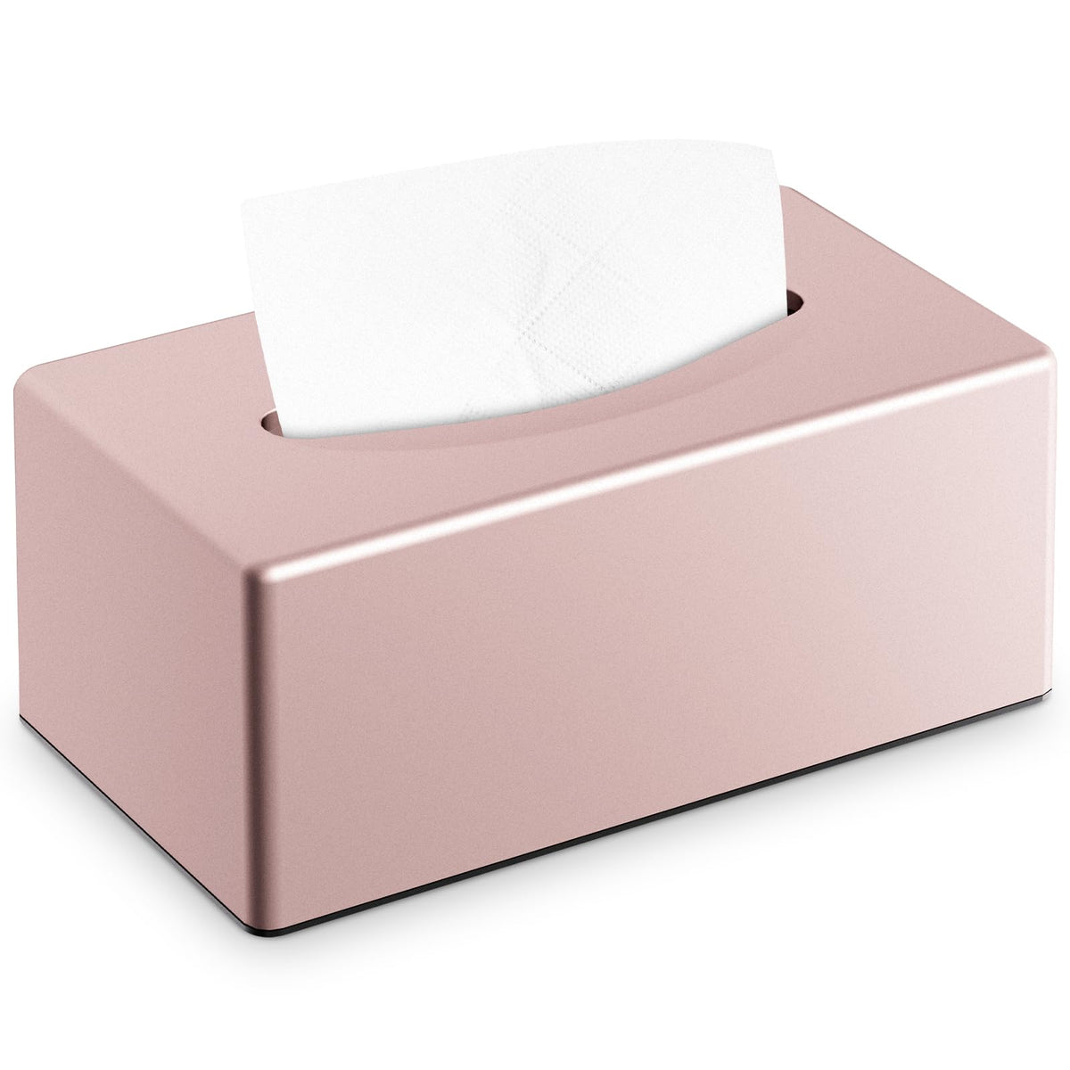 Y-in Hand Tissue Box Cover, Rectangle Facial Tissue Holder with Bottom, Decorative Storage Organizer Box for Bathroom Vanity, Countertops, Dressers, Night Stand, Parlors and Offices - Matte Black