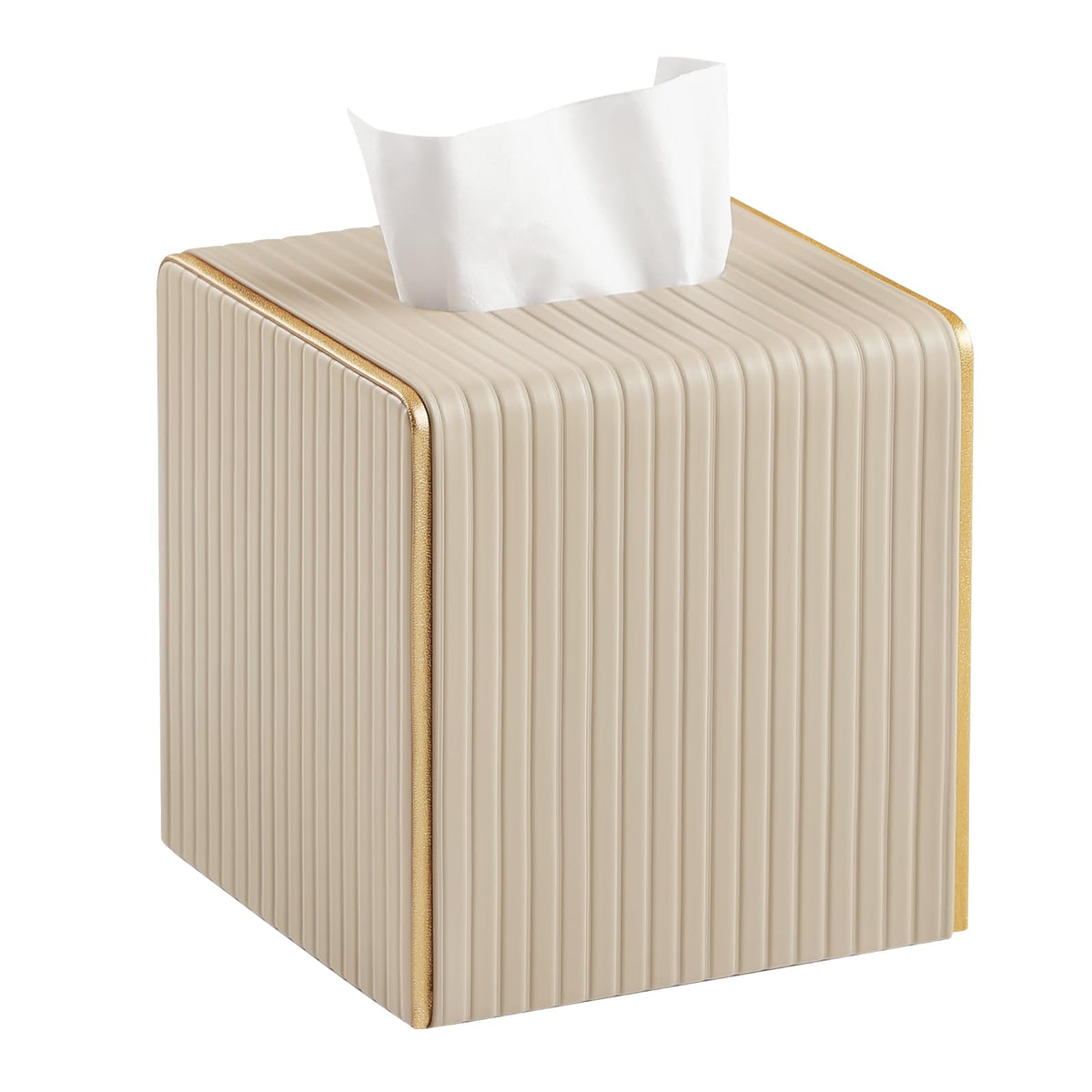 Square PU Leather Tissue Box Cover with Magnetic Closure, Decorative Tissue Holder & Storage Container for Bedroom, Living Room, Dining Room, Bathroom, Countertop, Desk (Square Green)