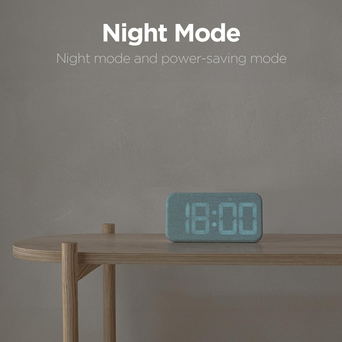 mooas Cosy Fabric LED Desk Clock, Digital Alarm Clock (Ash Pink)