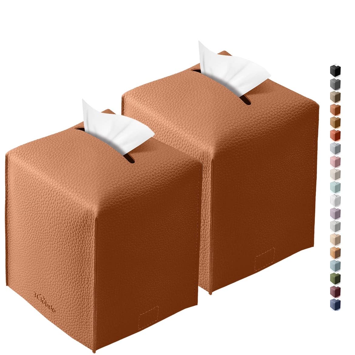 Tissue Box Cover, Tclouda, Modern PU Leather Square Tissue Box Holder for Creative Decorative, 2 Pack, Ideal for Bathrooms/Office/Car/Nightstand/Outdoor Tent/Dining Table, 5"X5"X5", Double Black