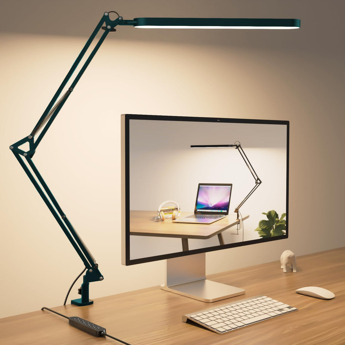 SKYLEO Desk Lamp for Home Office, Eye Comfortable LED Desk Light for Long Hours, Adjustable Swing Arm with Memory Function, Black