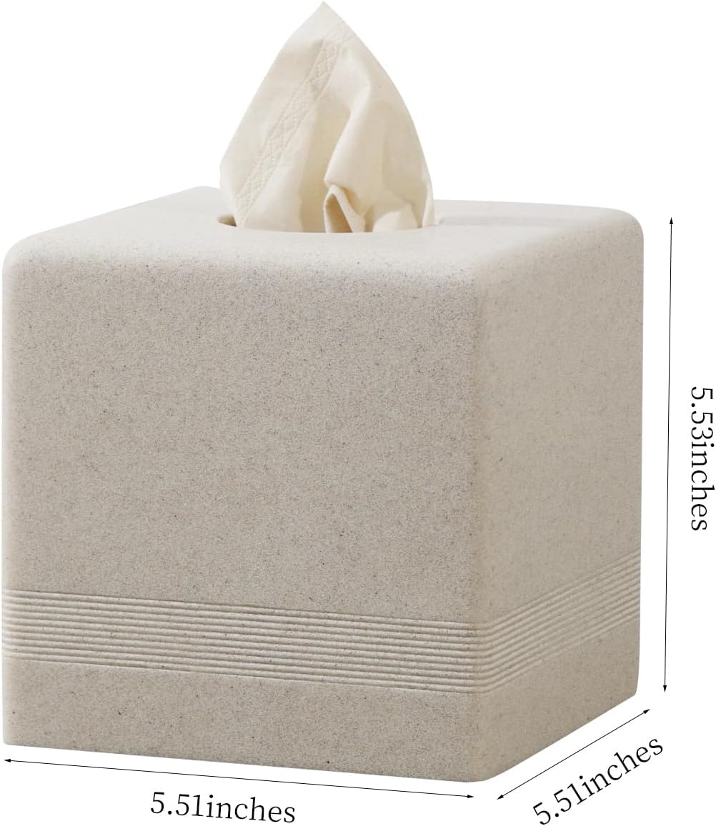Tissue Box Cover Square, Sandstone Look Facial Tissue Holder,Beige