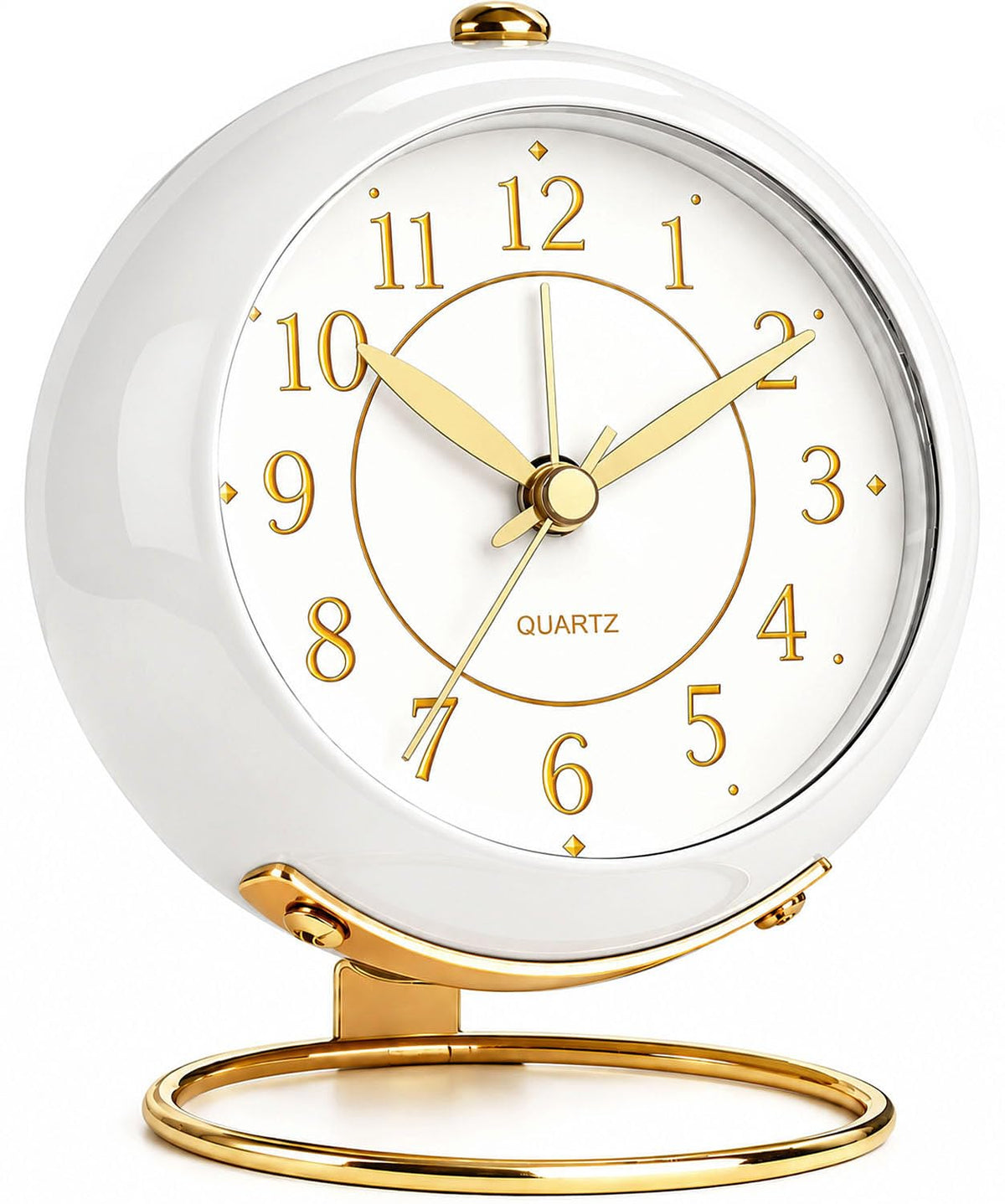 Analog Alarm Clock, Retro Small Desk Clock with Night Light, Backlight Cute Simple Design, Silent Non-Ticking, Battery Powered, for Bedroom,Travel,Kitchen,Bedside Desktop Decor