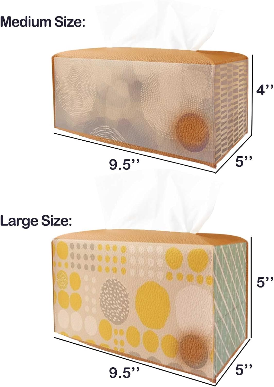 Extra Large Tissue Box Cover Rectangular – Plus Size Tissue Box Holder with Bottom Belt [JESMINI, White] Decorative Faux Leather Long Rectangle Tissue Holder for Bathroom/Home/Car/Office Decor