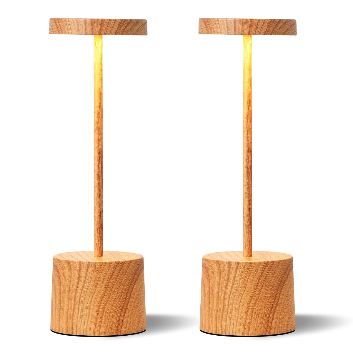 Cordless Rechargeable Table Lamp, 4000mAh Battery Operated, Black, 2 Pack