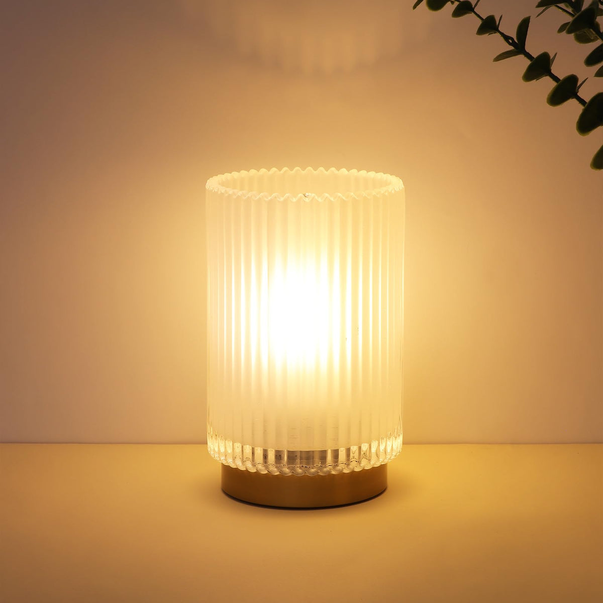 Battery Operated Lamp, Glass Cordless Table Lamp with Timer