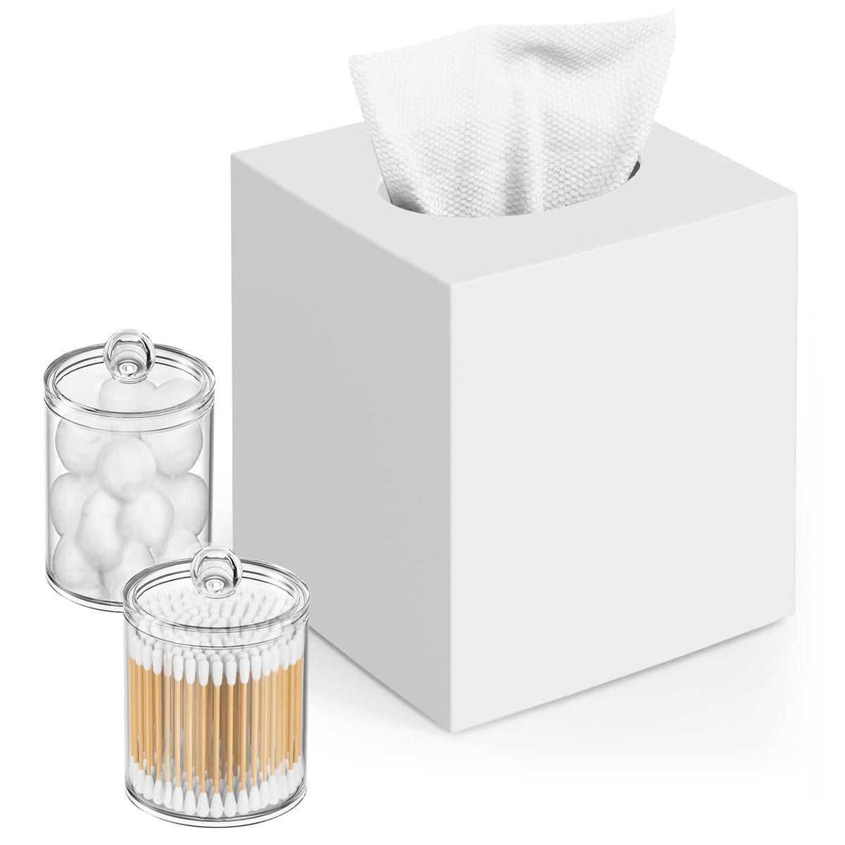 Tissue Box Cover, Square Plastic Tissue Holder with Non-Slip Base, Black