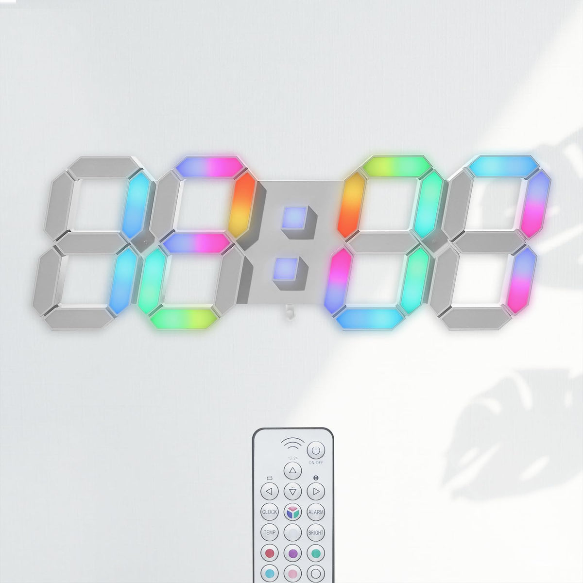 KOSUMOSU 3D LED Digital Wall Clock ,9.7", Large Display Table/ Desk Clock with Remote Control 12/24H Temperature (White Light)