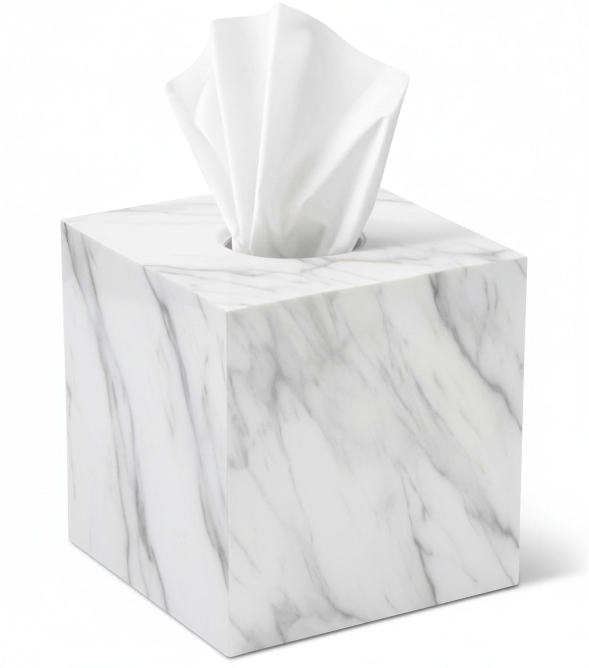 Tissue Box Cover Holder Square Marble Tissue Box Holder Bathroom Vanity Nightstand Bedroom Livingroom Decorative Decor Toilet Organizer Tissues (Marble, Square)