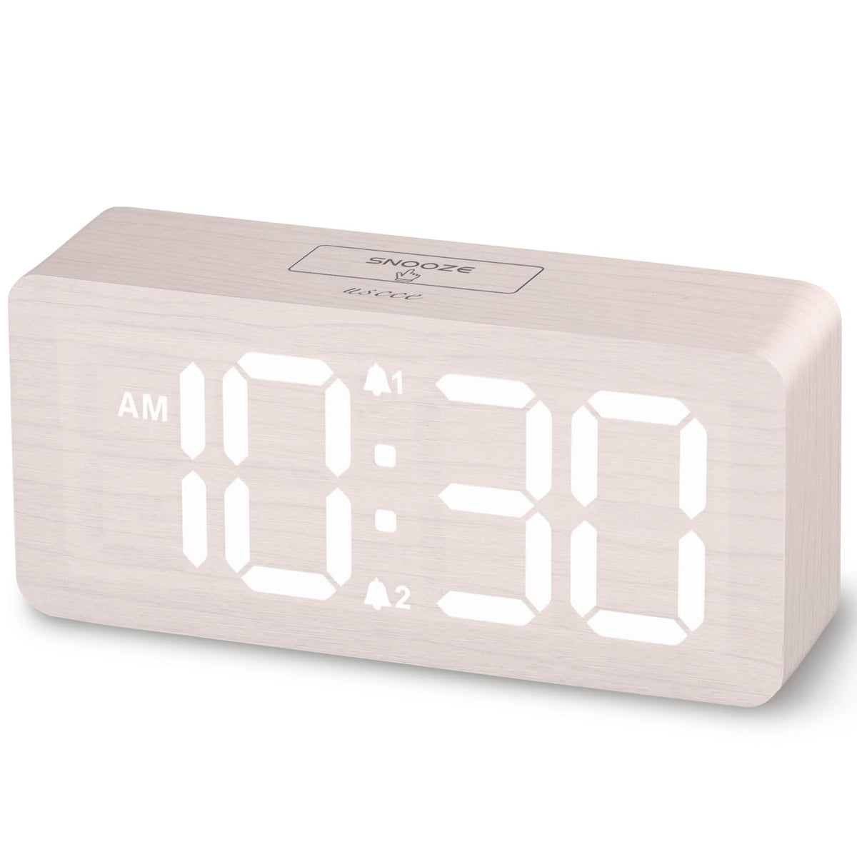 uscce Wooden Digital Alarm Clocks for Bedrooms with 0-100% Dimmable Display