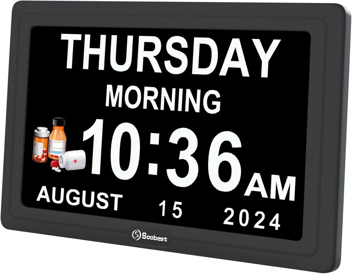 Soobest Dementia Clocks for Seniors, 7” Digital Date Clock Large Display
