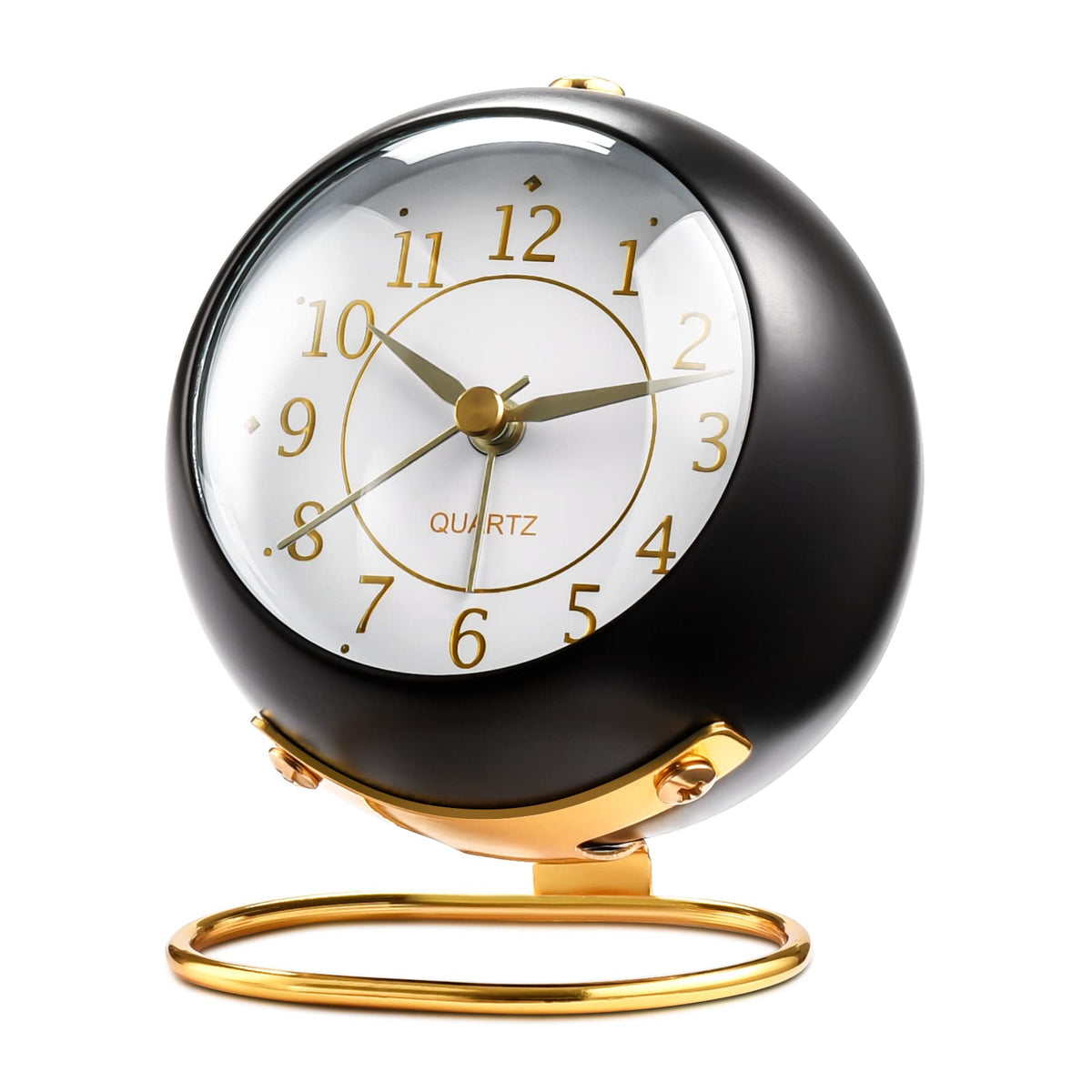 Tetino Analog Alarm Clocks,Retro Backlight Cute Simple Design Small Desk Clock with Night Light,Silent Non-Ticking,Battery Powered,for Decor,Bedrooms,Travel,Kitchen,Bedside Desktop.(White)