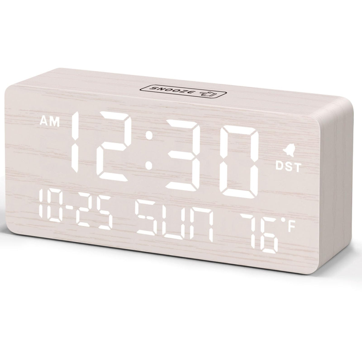 DreamSky Wooden Digital Alarm Clocks for Bedrooms with Date & Day of Week