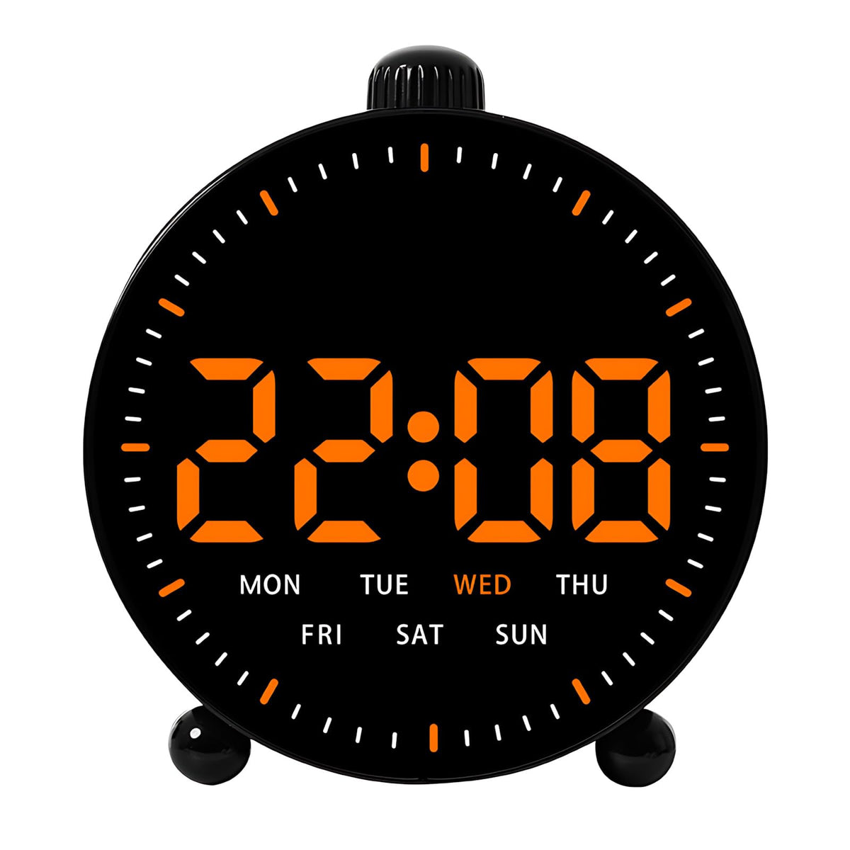Maxspace 4.5inch Digital Alarm Clock with LED Display, Plug in or Battery Operated Silent No-Ticking Table Clock, Small Bedside Clock for Office/Mantle/Desktop (White - Blue Light)