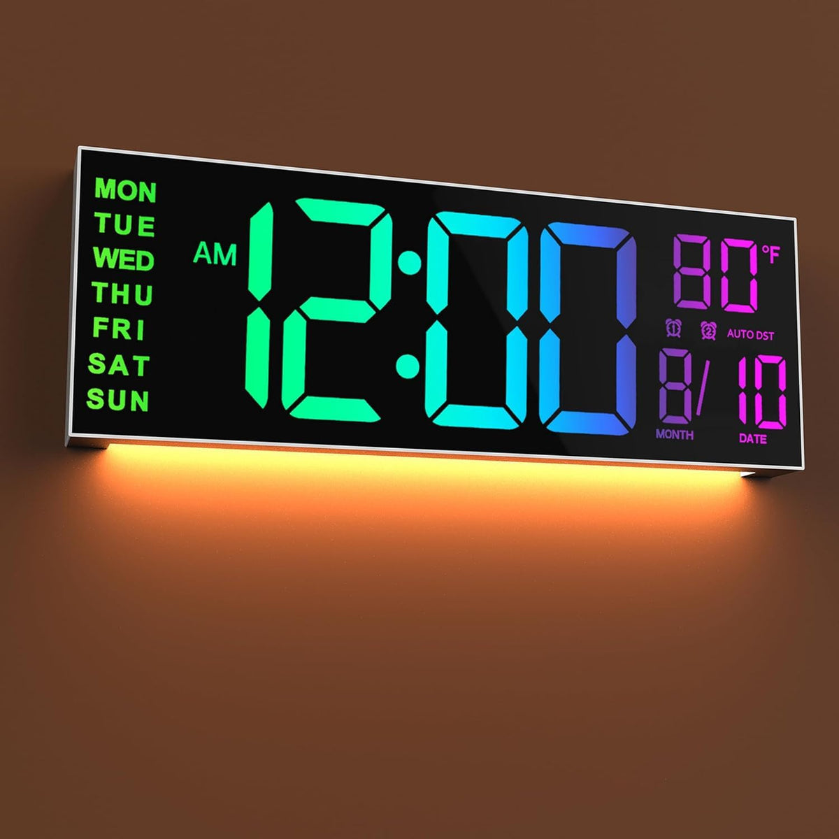 JALL Large Digital Wall Clock Battery Operated, Wall Clock with Big Numbers LCD Display, Digital Clock with Date Day Temperature, Alarm, Auto DST, Clocks for Classroom, Office, Bedroom, Elderly- Black